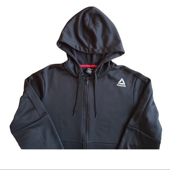 Reebok Sweatshirt Full Zip Black Hoodie Men’s Med - Picture 6 of 13